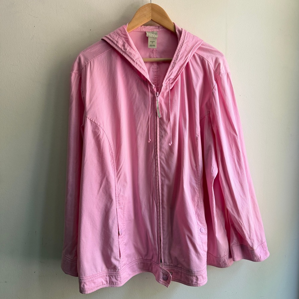 Vintage Sigrid Olsen Sport Hooded Zip Up Jacket Pink Plus Size 2X Good